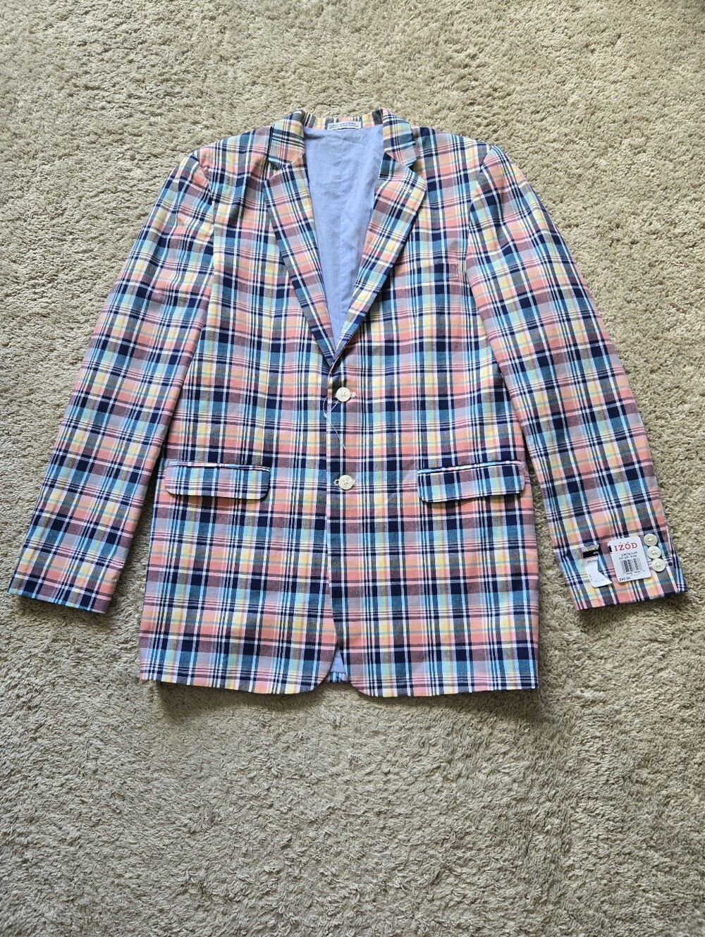 Izod NWOT Sport Coat Boys 20 Reg Plaid Cotton Two Button